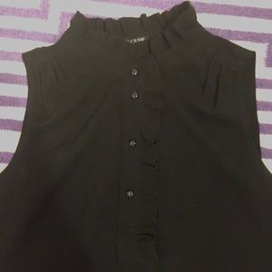 JCrew Black Ruffles Top